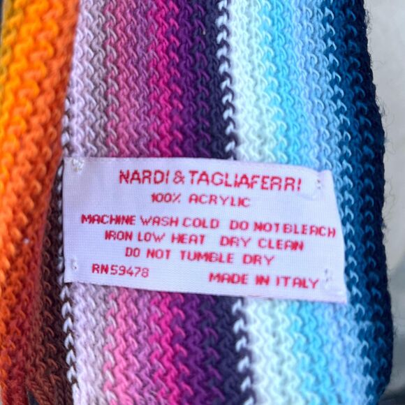 Vintage Scarf with Fringe Novelty Print Rainbow hippie - Picture 3 of 6